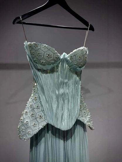 Luxury Turquoise Two Pieces Corset Evening Dress LA73360 - SERENE HILL