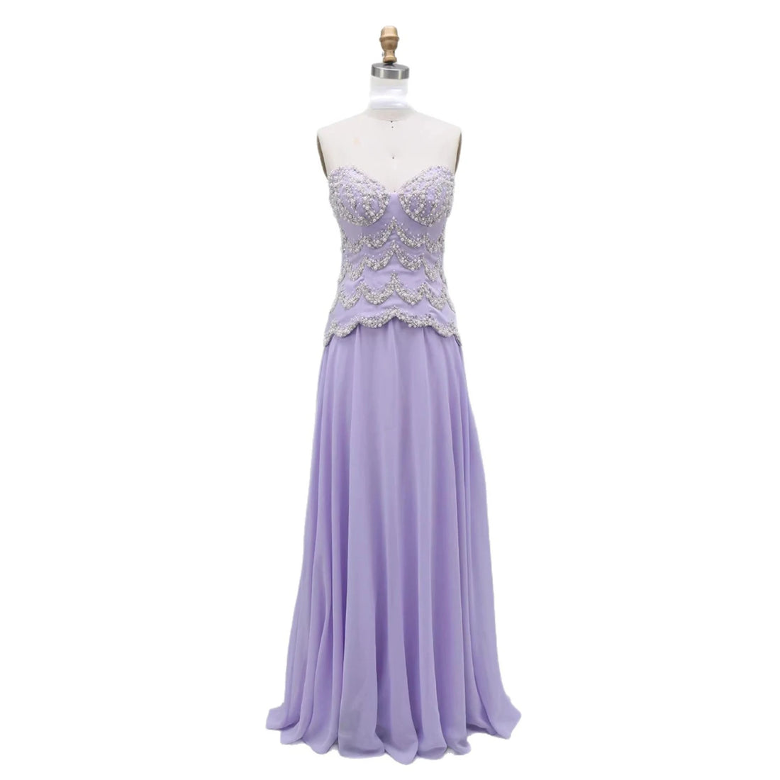 Luxury Lilac Pearl Beaded Two Pieces Evening Dress with Cape LA73327A - SERENE HILL