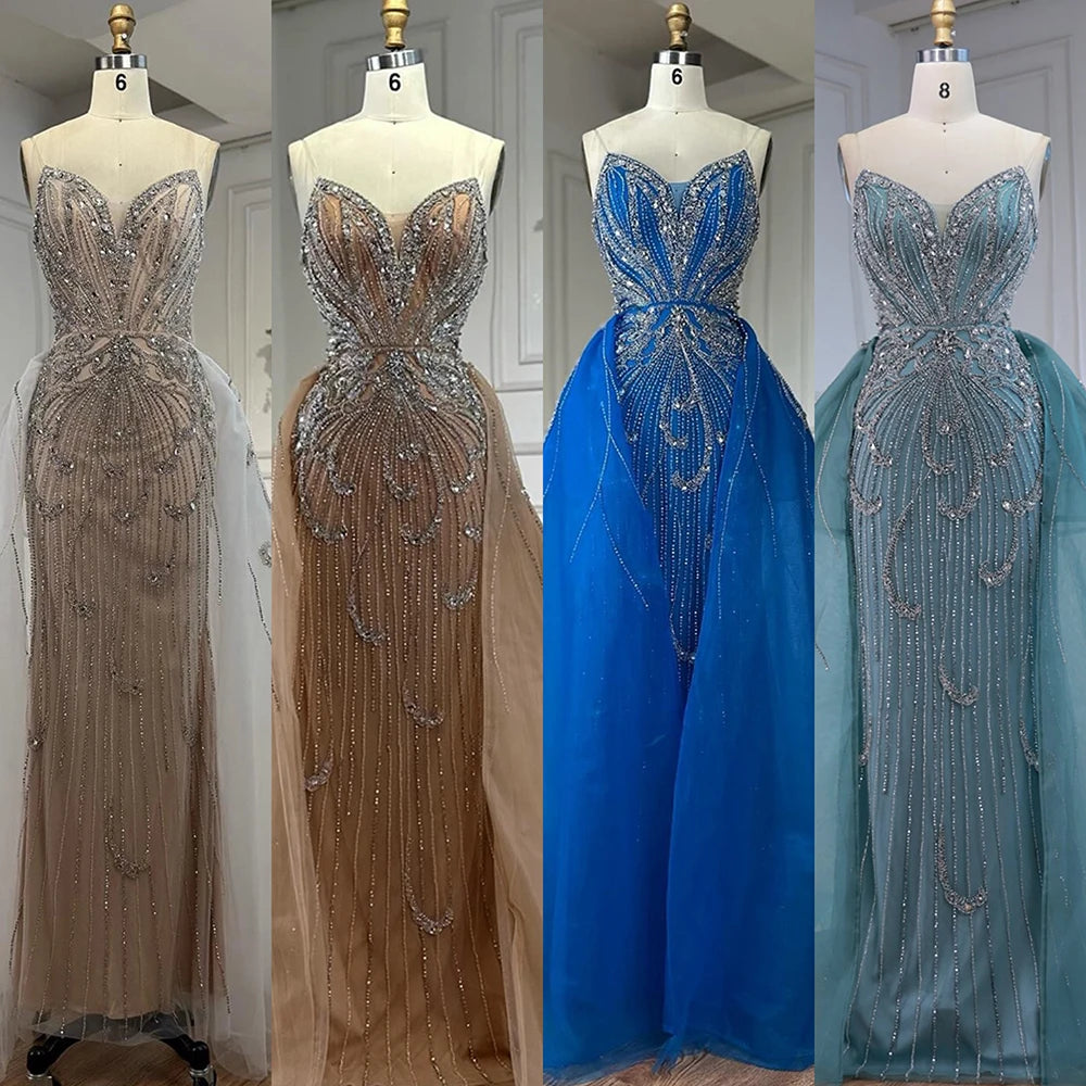 Luxury Turquoise Mermaid Evening Dress with Overskirt LA72880 - SERENE HILL