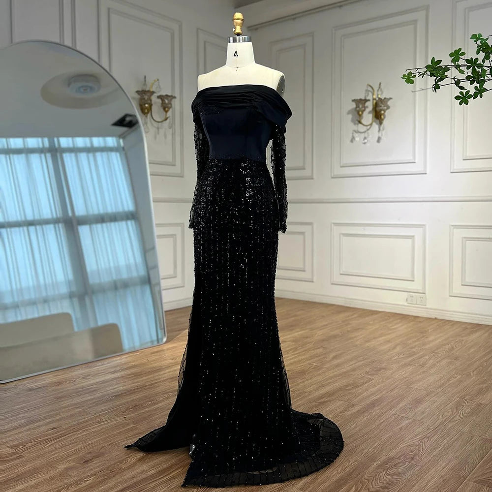 Luxury Designer Black Evening Dress LA72969 - SERENE HILL
