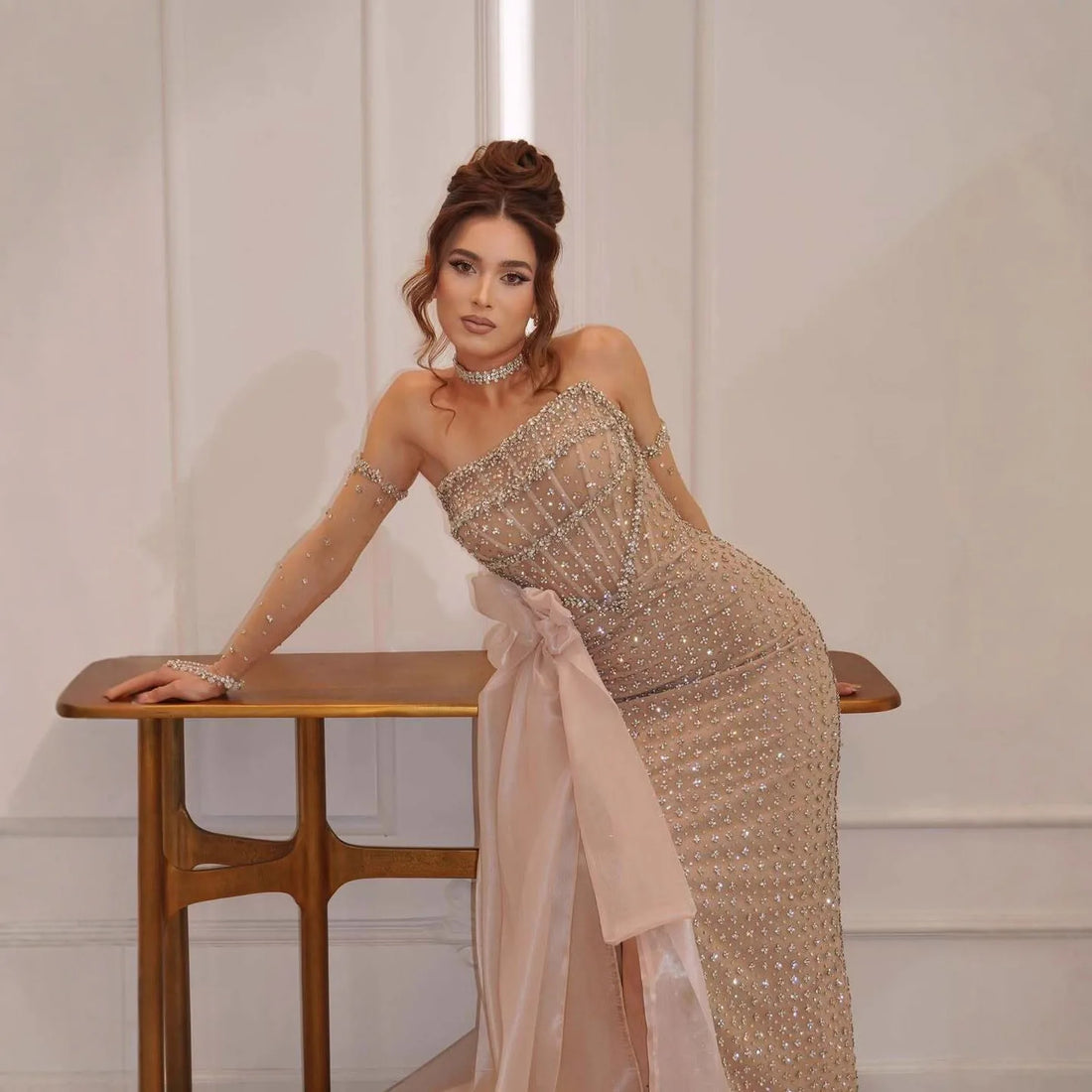 Luxury Dubai Crystal Mermaid Evening Dress with Skirt LA73220 - SERENE HILL