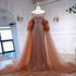 Luxury Pink Beaded Mermaid Arabic Evening Dress with Cape LA73019 - SERENE HILL