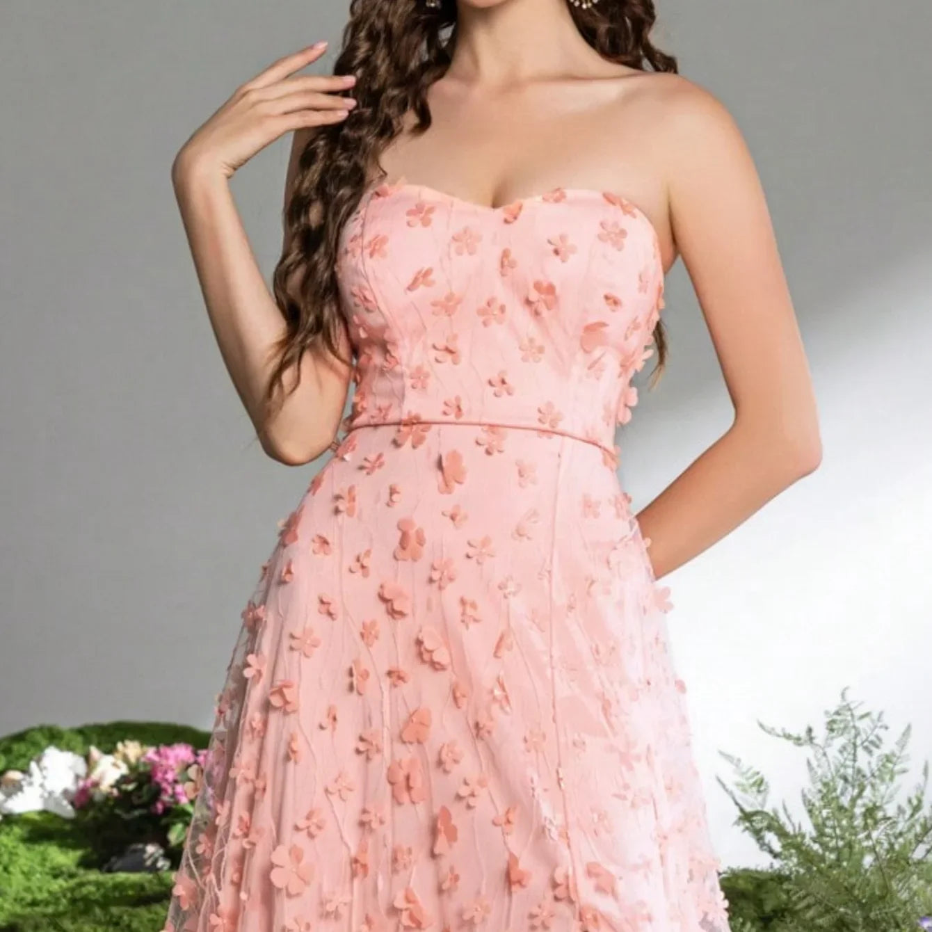 Pink 3D Flower Dubai Off-Shoulder A-Line Evening Dress LA73227 - SERENE HILL