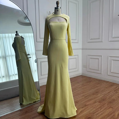 Luxury Dubai Blue Satin Mermaid Evening Dress Lace-Up Back LA72416 - SERENE HILL