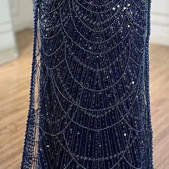Luxury Arabic Mermaid Evening Dress with Cape Sleeves Plus SizeLA72590A - SERENE HILL