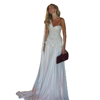 Luxury Pink Arabic Floral chiffon Evening Dress With Cape LA73451 - SERENE HILL