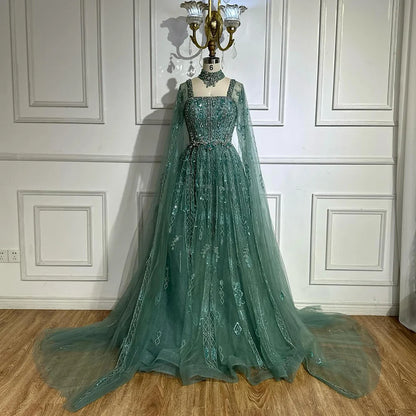 Luxury Designer Nude A-Line Crystal Beaded Arabic Evening Dress LA72764 - SERENE HILL