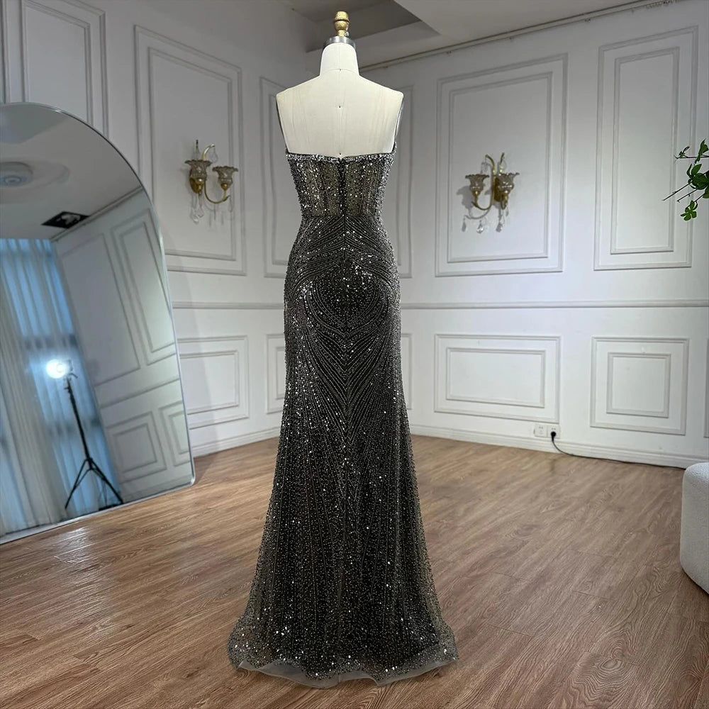 Lilac Olive Green Mermaid Evening Dress with Detachable Overskirt LA73162 - SERENE HILL