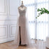 Luxury Sexy Split Evening Dress With Cape Nude LA73339 - SERENE HILL
