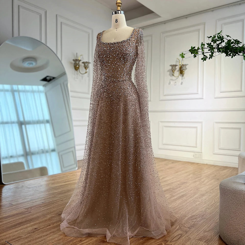 Luxury Rose Gold Beaded Evening Dress with Cape LA72147C Plus Size SERENE HILL Luxury Rose Gold Beaded Evening Dress with Cape LA72147C Plus Size SERENE HILL