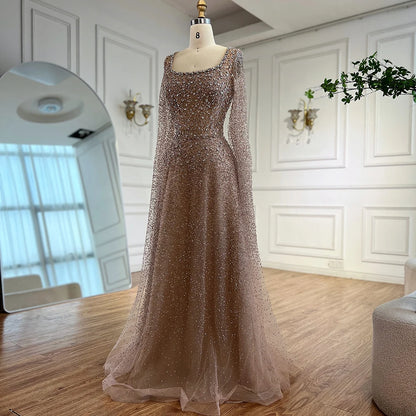 Luxury Rose Gold Beaded Evening Dress with Cape LA72147C Plus Size - SERENE HILL