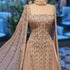 Luxury Silver Dubai Crystal Evening Dress with Cape LA73272 - SERENE HILL