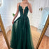 Luxury Sage Green Lace A-Line Prom Dress with Spaghetti Straps LA73005 - SERENE HILL