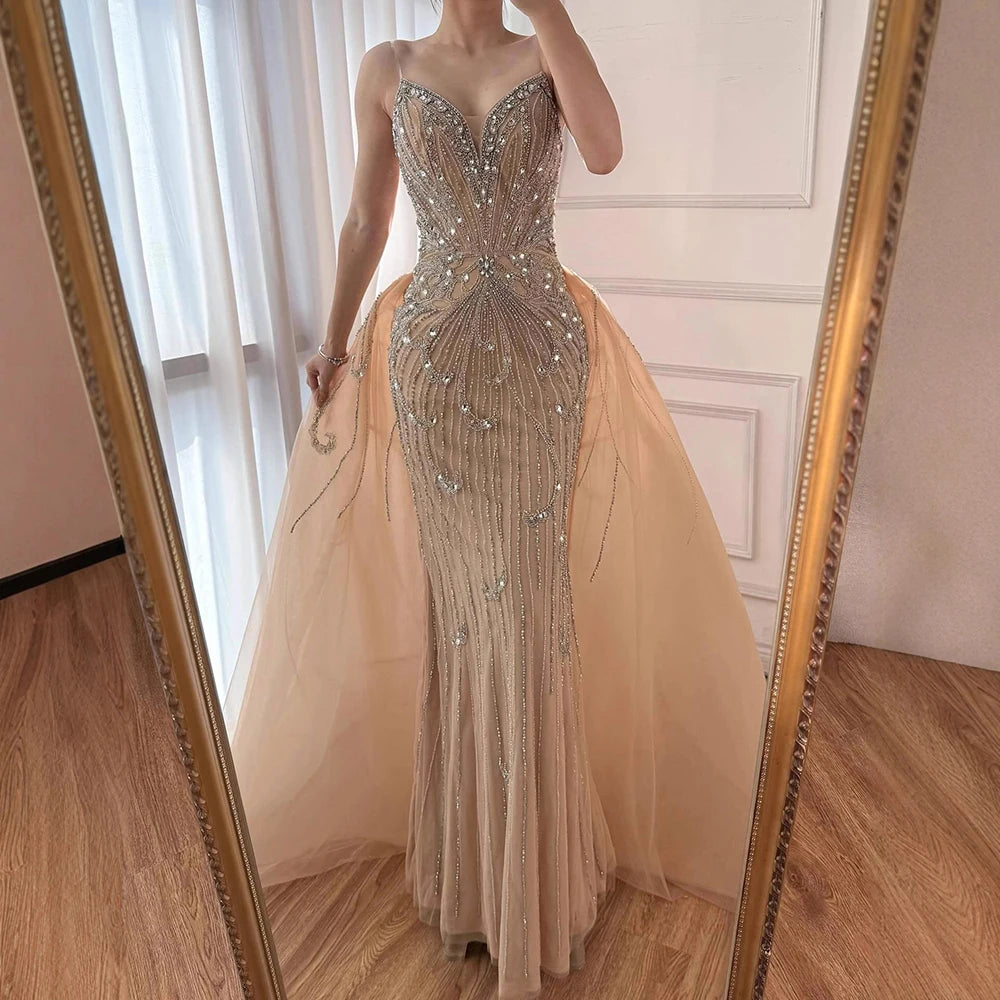 Luxury Turquoise Mermaid Evening Dress with Overskirt LA72880 - SERENE HILL