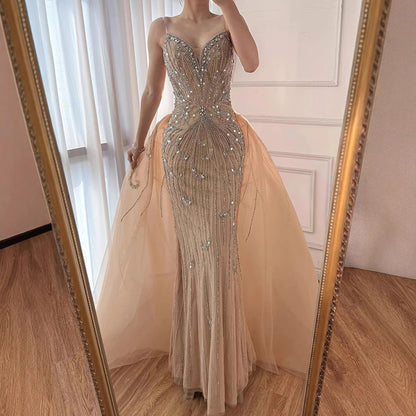 Luxury Turquoise Mermaid Evening Dress with Overskirt LA72880 - SERENE HILL