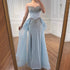 Luxury Blue Crystal Beaded Mermaid Evening Dress with Overskirt LA73145 - SERENE HILL