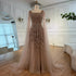 Elegant Blue Beaded Feather A-Line Evening Dress With Cape LA73043 - SERENE HILL