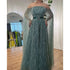 Luxury Black A Line Beaded Evening Dress with Cape Sleeves LA71824 - SERENE HILL
