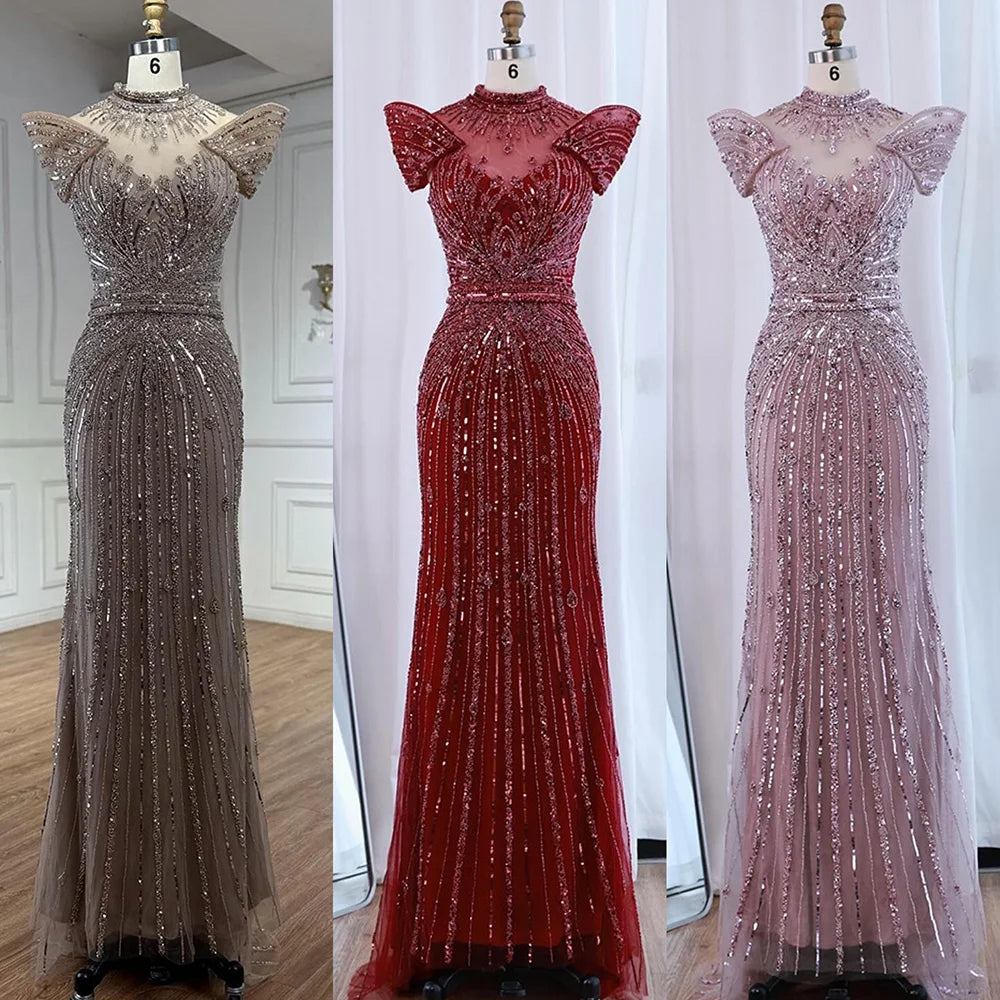 Luxury Caramel Mermaid Beaded Evening Dress LA73082 - SERENE HILL