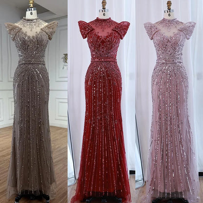 Luxury Caramel Mermaid Beaded Evening Dress LA73082 - SERENE HILL