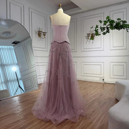 Elegant Sage Green Beaded A-Line Evening Dress Gown LA72809 - SERENE HILL