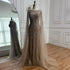 Luxury Caramel Beaded Evening Dress with Cape Sleeves LA73078 - SERENE HILL