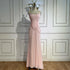 Pink Draped Satin Evening Dress with Rose Neck LA72946 - SERENE HILL