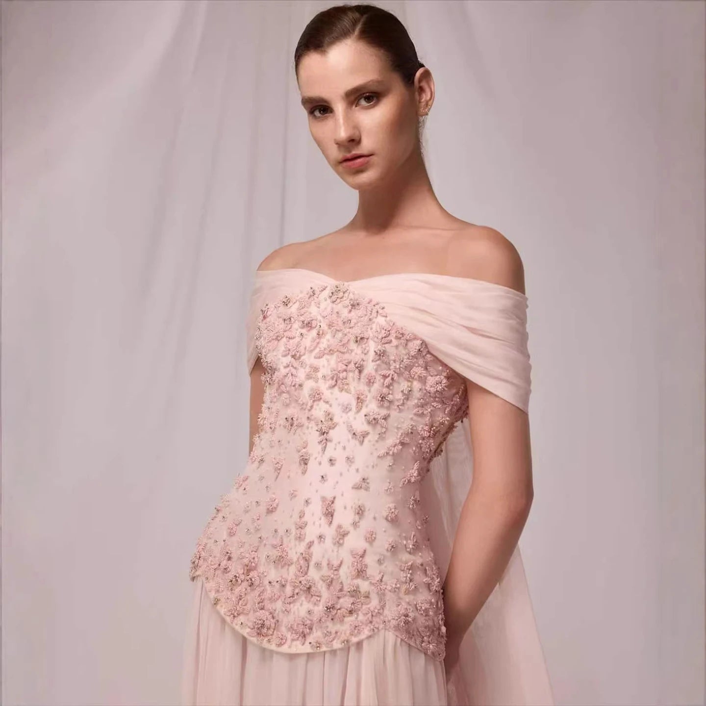 Luxury Pink A-Line Beaded Evening Dress LA73438 Pink / 12