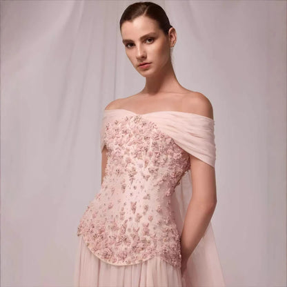 Luxury Pink A-Line Beaded Evening Dress LA73438 - SERENE HILL