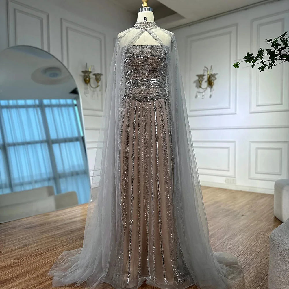 Luxury Dubai Caramel A-Line Beaded Evening Dress LA72873 - SERENE HILL