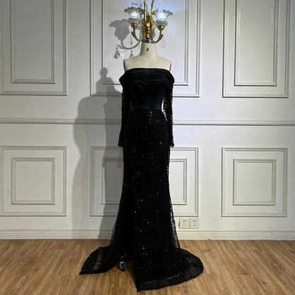 Luxury Designer Black Evening Dress LA72969 - SERENE HILL