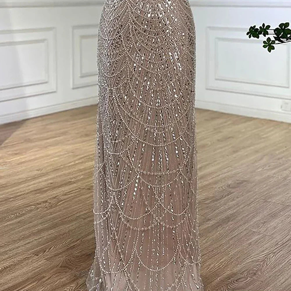 Luxury Beaded Gown With Cape Sleeves LA72160A - SERENE HILL