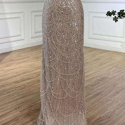 Luxury Beaded Gown With Cape Sleeves LA72160A - SERENE HILL