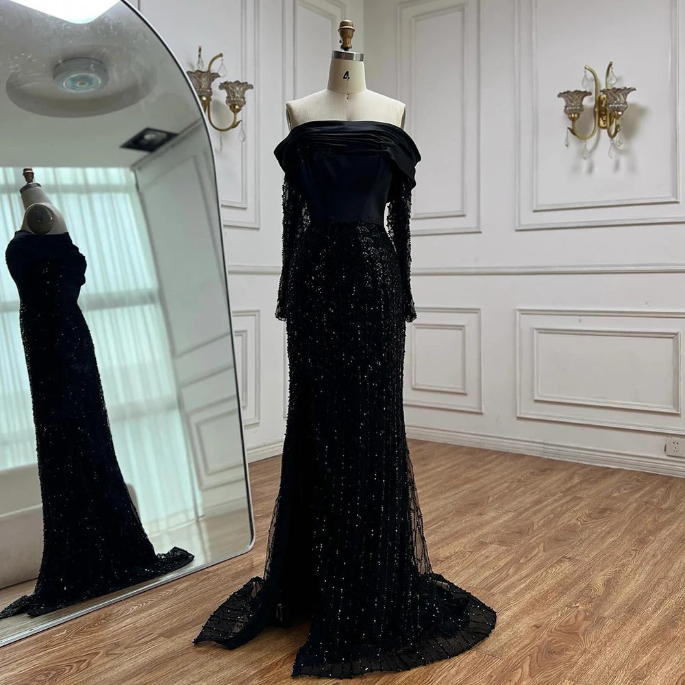 Luxury Designer Black Evening Dress LA72969 - SERENE HILL