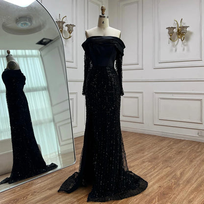 Luxury Designer Black Evening Dress LA72969 - SERENE HILL