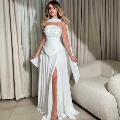 Luxury Green Beaded Corset Evening Dress with Cape LA73367 - SERENE HILL