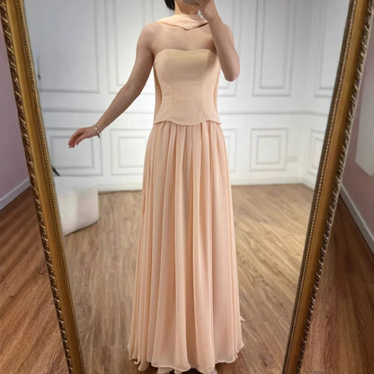 Elegant Turquoise Chiffon A-Line Evening Dress LA73012 - SERENE HILL