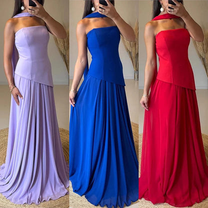 Luxury Lilac Elegant Evening Dress Flowing Skirt LA73165 - SERENE HILL