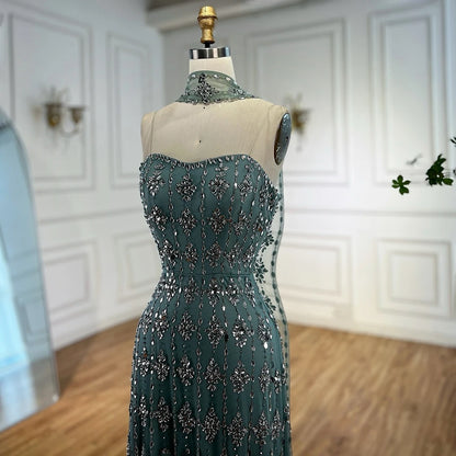 Luxury Nude Beaded Mermaid Evening Dress for Occasion Saudi LA72871 - SERENE HILL