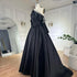 Luxury Black Satin One Shoulder Beaded A-Line Evening Dress LA72741 - SERENE HILL
