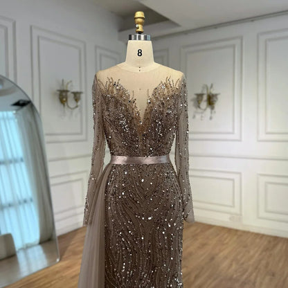 Luxury Purple Lace Beaded Mermaid Evening Dress with Skirt LA71752 - SERENE HILL