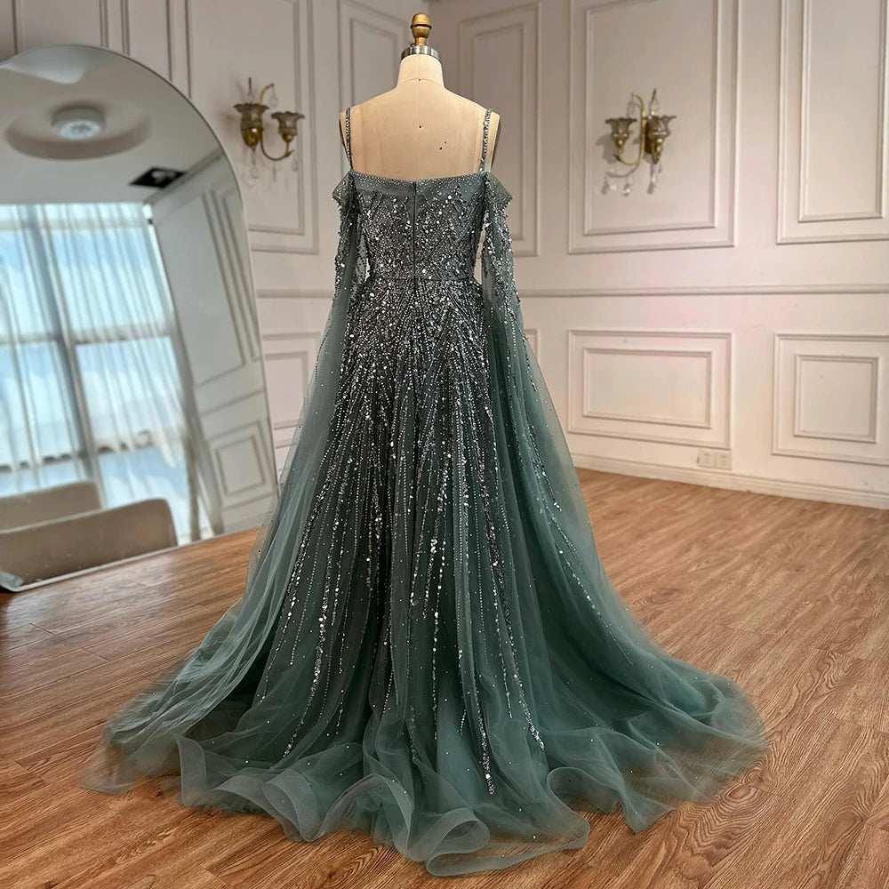 Luxury Caramel Evening Dress with Cape sleeves LA72957 - SERENE HILL
