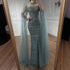 Luxury Nude Beaded Evening Dress with Long Cape Sleeves LA72714A - SERENE HILL