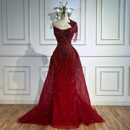 Luxury Green Evening Dress with Overskirt LA72979 - SERENE HILL