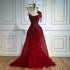 Luxury Green Evening Dress with Overskirt LA72979 - SERENE HILL