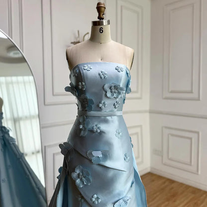 Luxury Dubai Saudi Pink Ruched Appliques Satin Mermaid Evening Dress Gown Lace-Up Back for Formal Occasion LA72740 - SERENE HILL