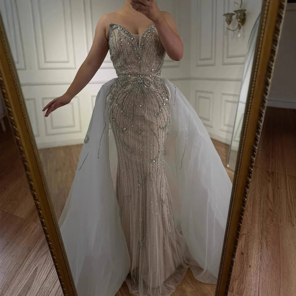 Luxury Turquoise Mermaid Evening Dress with Overskirt LA72880 - SERENE HILL