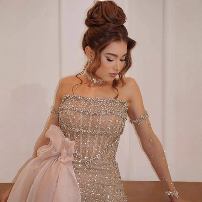Luxury Dubai Crystal Mermaid Evening Dress with Skirt LA73220 - SERENE HILL