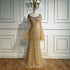 Luxury Nude Beaded Evening Dress with Feather Cuffs LA72892 - SERENE HILL