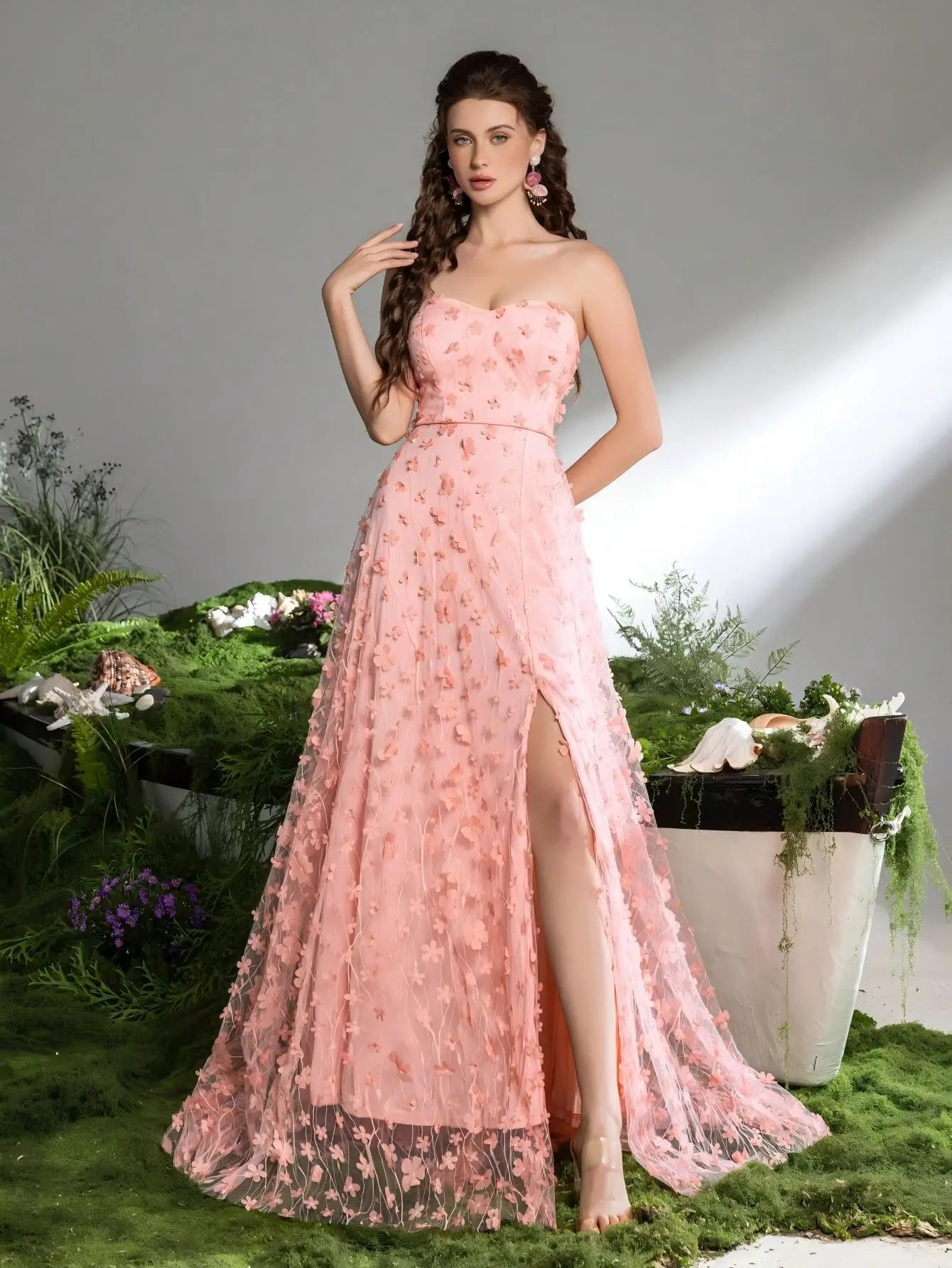 Pink 3D Flower Dubai Off-Shoulder A-Line Evening Dress LA73227 - SERENE HILL
